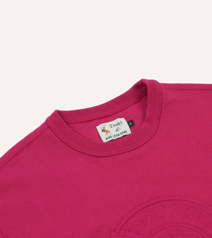 Drake039s Ald Fuchsia Embossed Crewneck Sweatshirt Men Polos and Sweatshirts