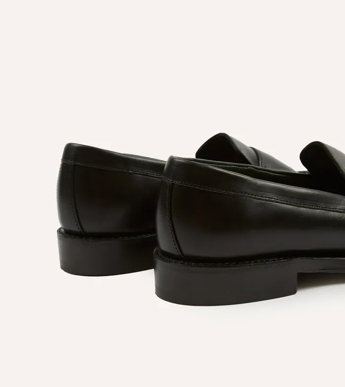 Drake039s Black Leather Charles Goodyear Welted Penny Loafer Men Loafers