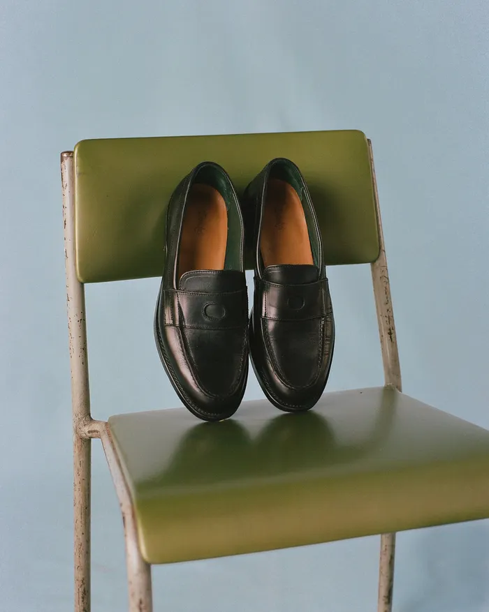 Drake039s Black Leather Charles Goodyear Welted Penny Loafer Men Loafers