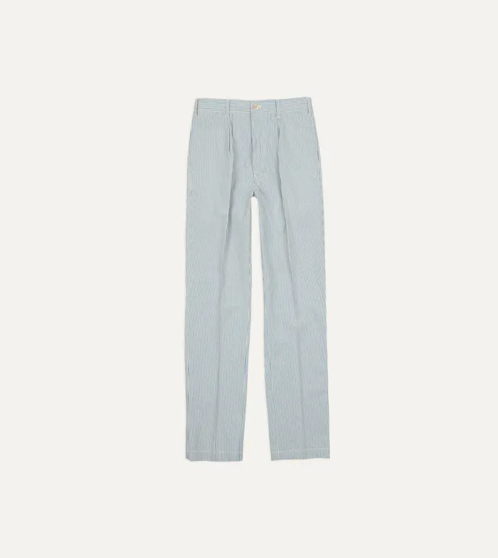 Drake039s Blue And White Seersucker Games Trousers Men Trousers