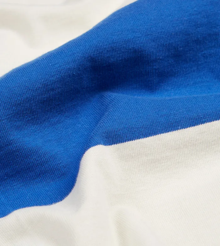 Drake039s Blue And White Wide Stripe Mock Collar LongSleeve Jersey Men Polos and Sweatshirts
