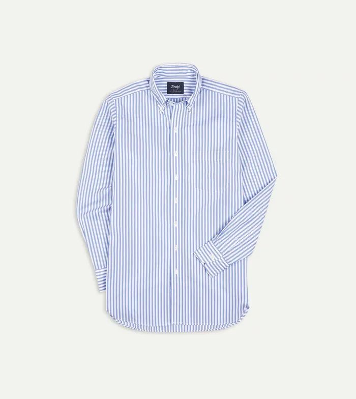 Drake039s Blue Bengal Stripe Cotton Poplin ButtonDown Shirt Men Formal Shirts Drake039s Blue Bengal Stripe Cotton Poplin ButtonDown Shirt Men Formal Shirts
