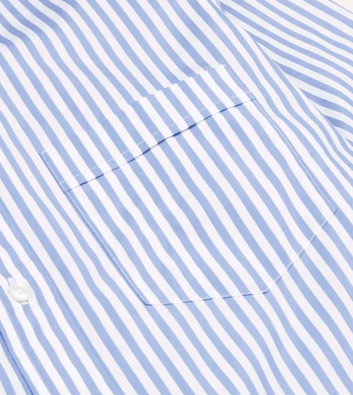 Drake039s Blue Bengal Stripe Cotton Poplin ButtonDown Shirt Men Formal Shirts