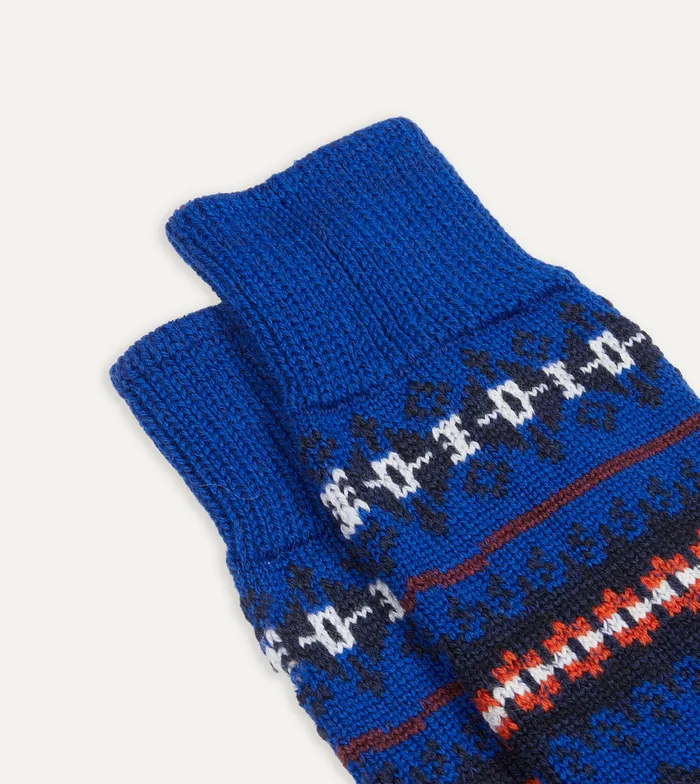 Drake039s Blue Fair Isle Wool Cotton Socks Men Boxer Shorts and Socks