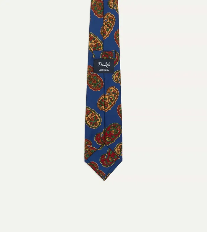 Drake039s Blue Large Paisley Print Silk Self Tipped Tie Men Patterned Ties