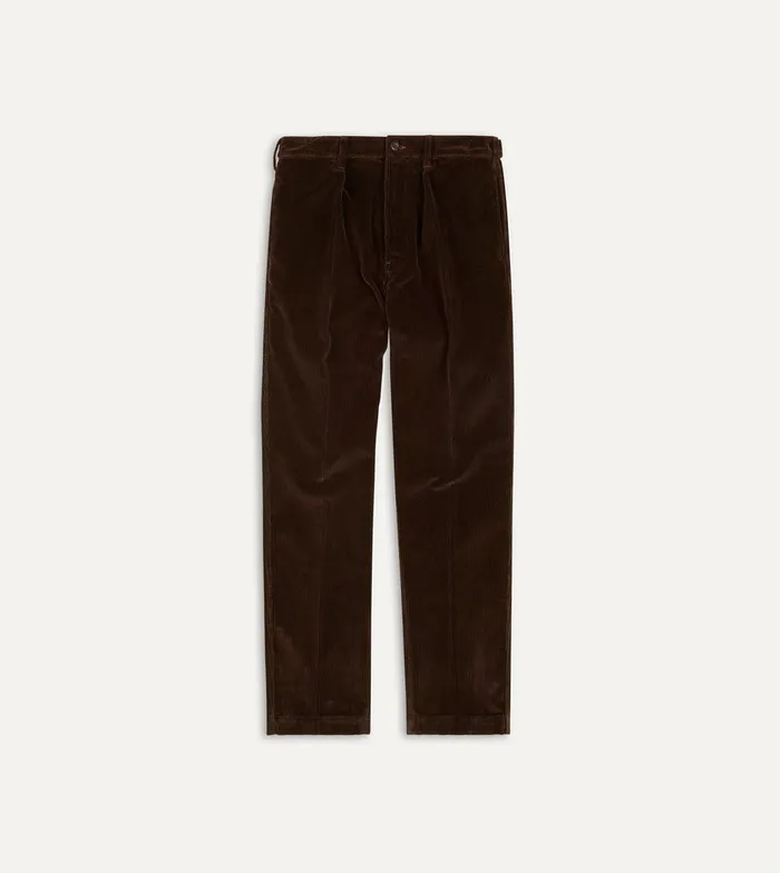 Drake039s Brown Cotton Corduroy Games Trousers Men Trousers