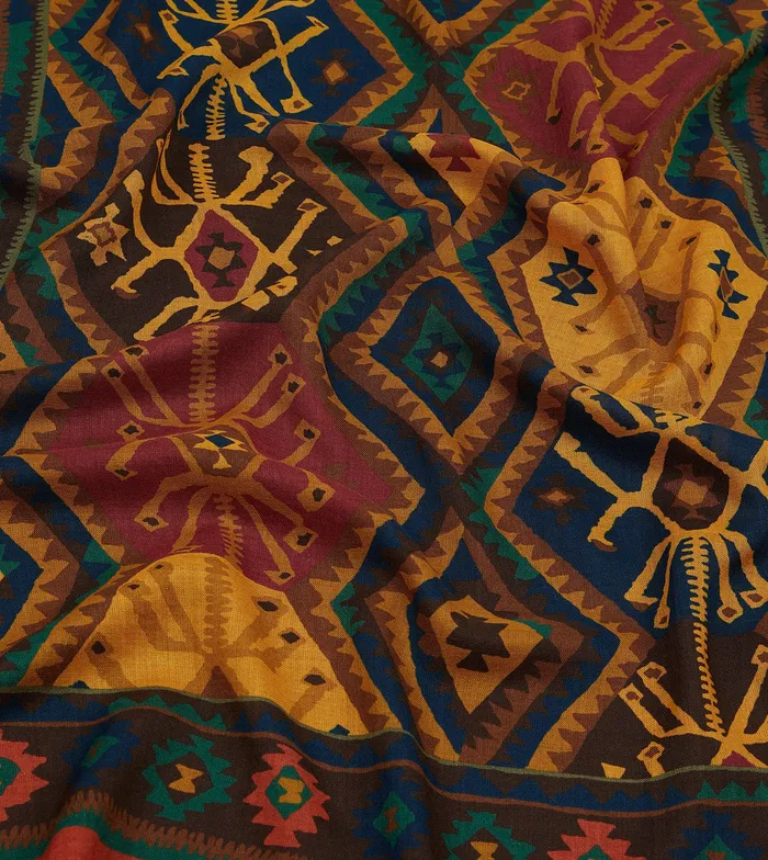 Drake039s Brown Kilim Print WoolSilk Scarf Men Scarves