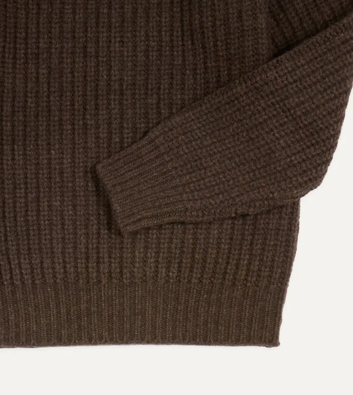 Drake039s Brown Lambswool Heavy Gauge Submariner Roll Neck Jumper Men Knitwear