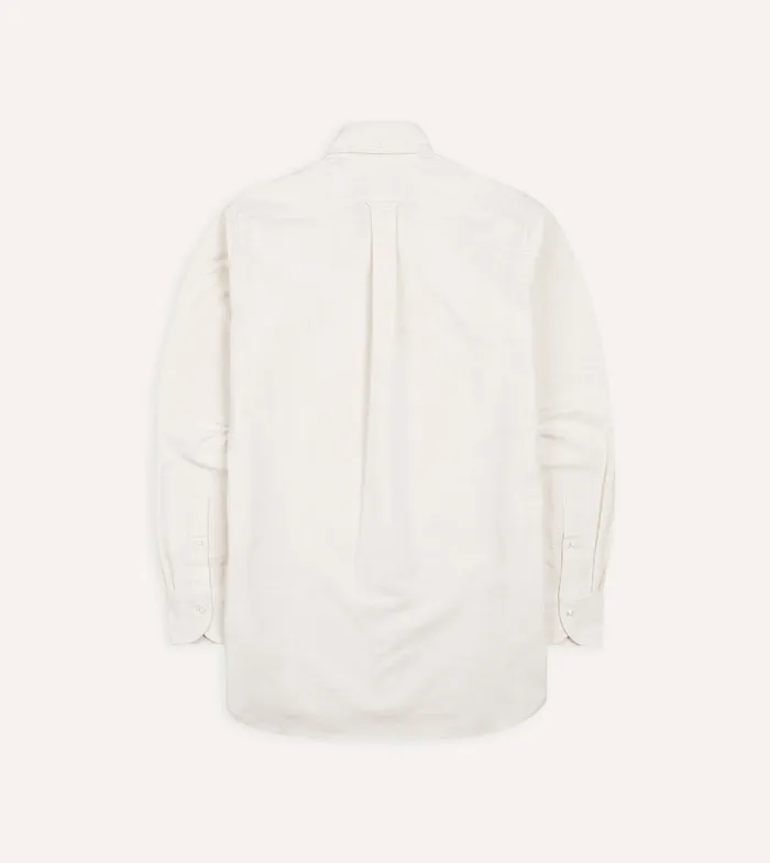 Drake039s Cream Cotton Oxford Cloth ButtonDown Shirt Men Formal Shirts
