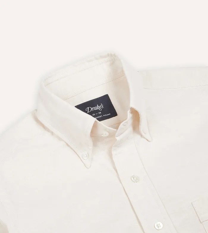 Drake039s Cream Cotton Oxford Cloth ButtonDown Shirt Men Formal Shirts
