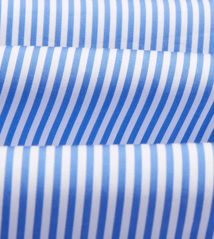 Drake039s Dark Blue And White Bengal Stripe Spread Collar Cotton Poplin Shirt Men Formal Shirts