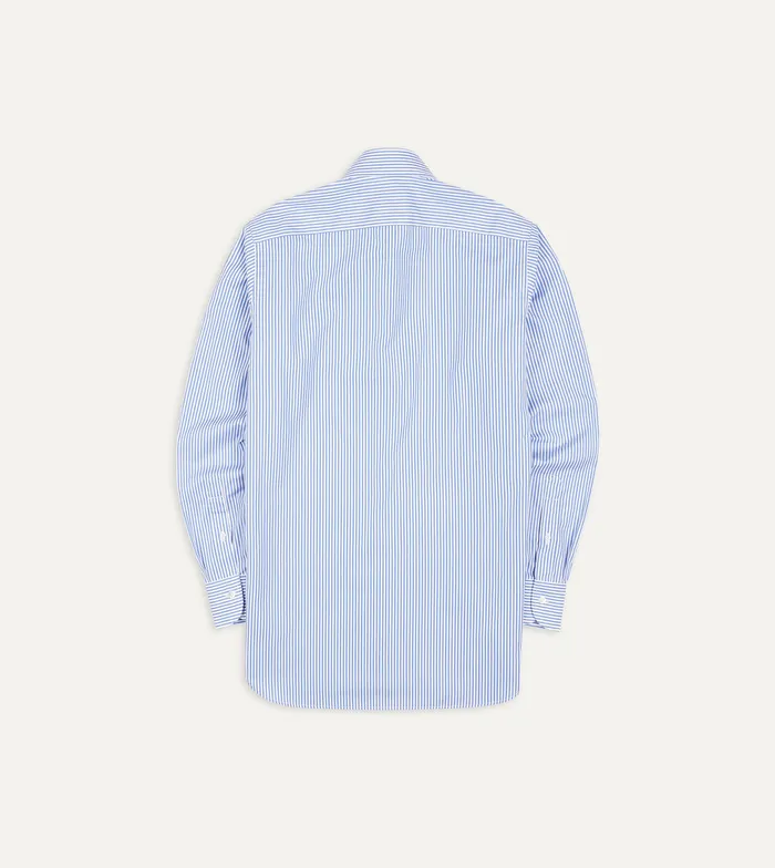 Drake039s Dark Blue And White Bengal Stripe Spread Collar Cotton Poplin Shirt Men Formal Shirts