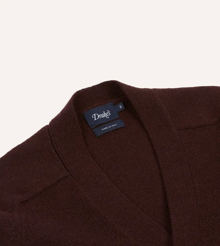 Drake039s Dark Brown Lambswool 6 Button Cardigan Men Knitwear
