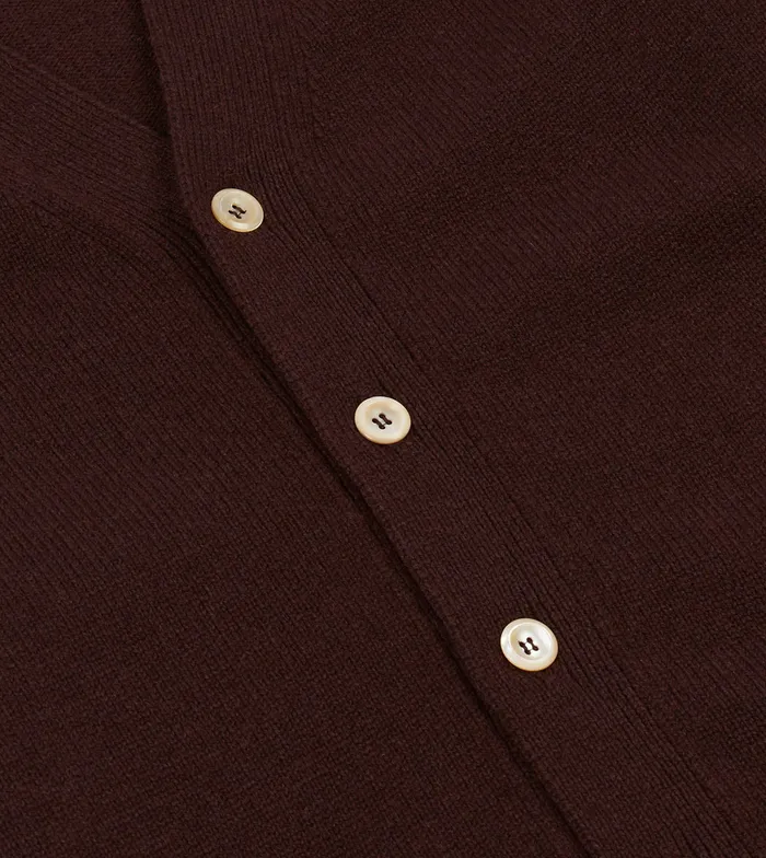 Drake039s Dark Brown Lambswool 6 Button Cardigan Men Knitwear