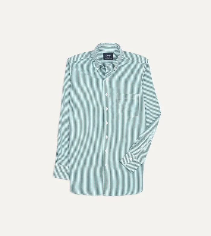 Drake039s Dark Green Bengal Stripe Cotton Poplin ButtonDown Shirt Men Formal Shirts Drake039s Dark Green Bengal Stripe Cotton Poplin ButtonDown Shirt Men Formal Shirts