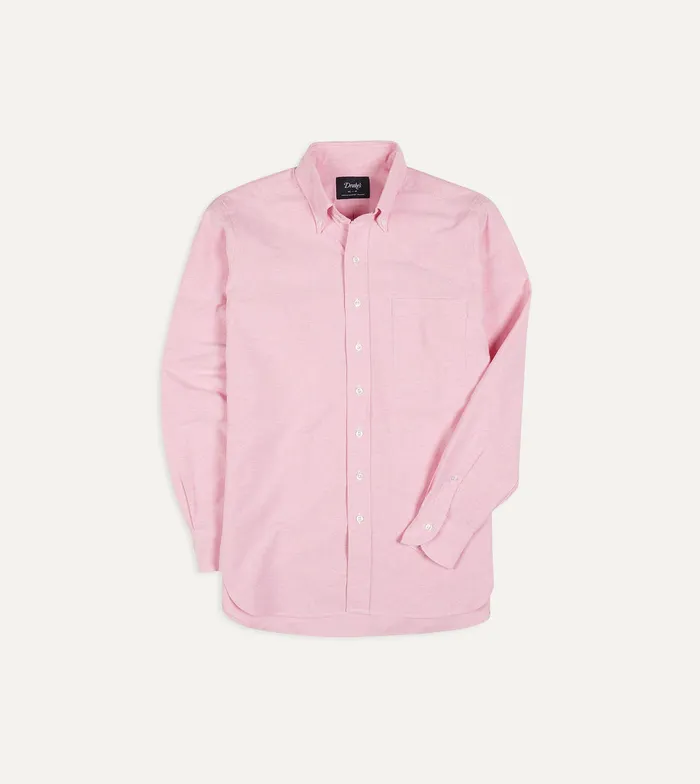 Drake039s Dark Pink Cotton Oxford Cloth ButtonDown Shirt Men Formal Shirts