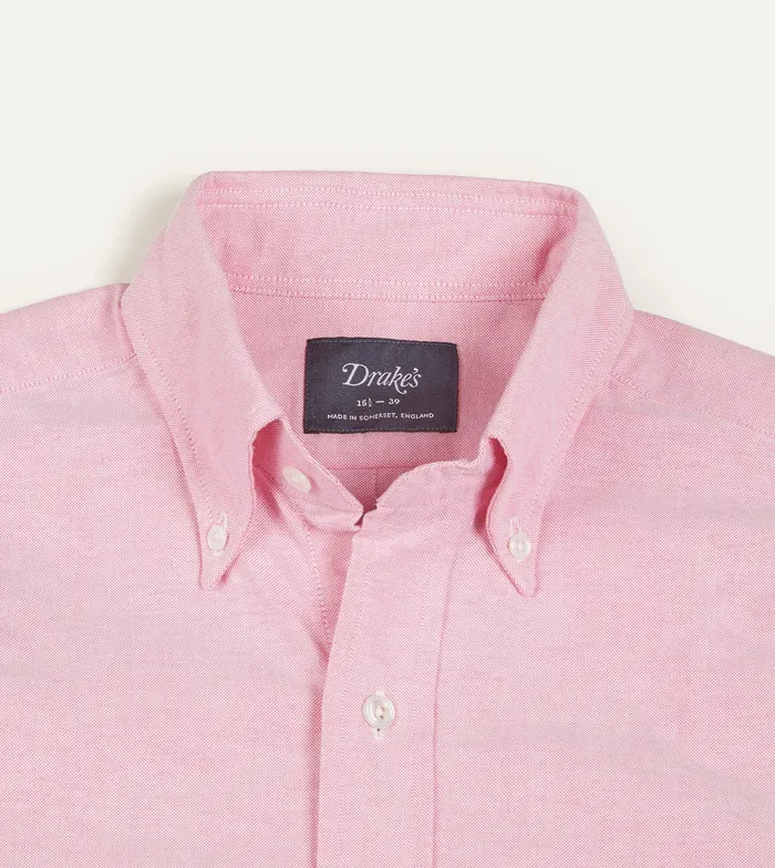 Drake039s Dark Pink Cotton Oxford Cloth ButtonDown Shirt Men Formal Shirts