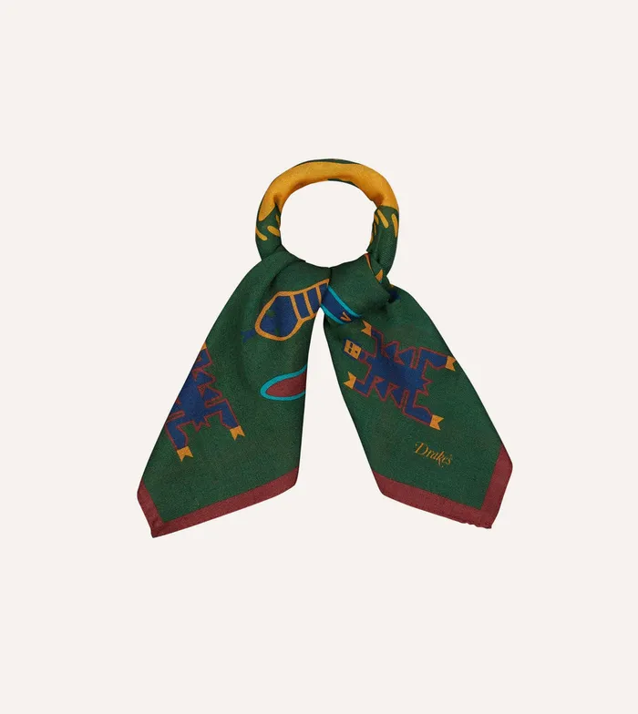 Drake039s Green Navajo Print WoolSilk Bandana Men Bandanas