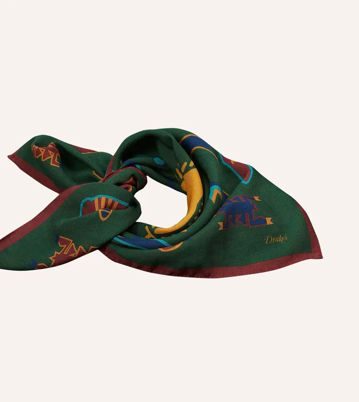 Drake039s Green Navajo Print WoolSilk Bandana Men Bandanas