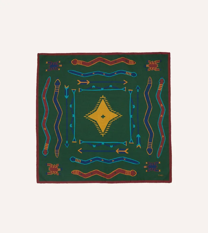 Drake039s Green Navajo Print WoolSilk Bandana Men Bandanas