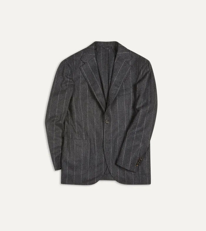 Drake039s Grey Chalkstripe Wool Flannel TailoredJacket Men Suits