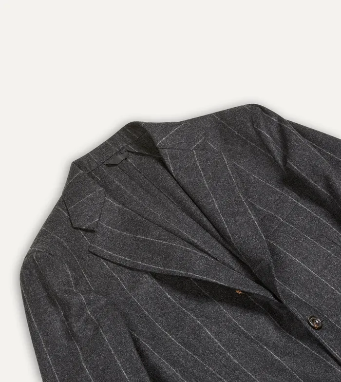 Drake039s Grey Chalkstripe Wool Flannel TailoredJacket Men Suits
