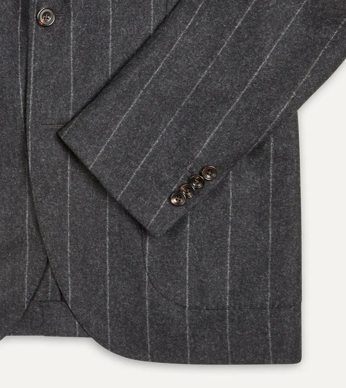 Drake039s Grey Chalkstripe Wool Flannel TailoredJacket Men Suits