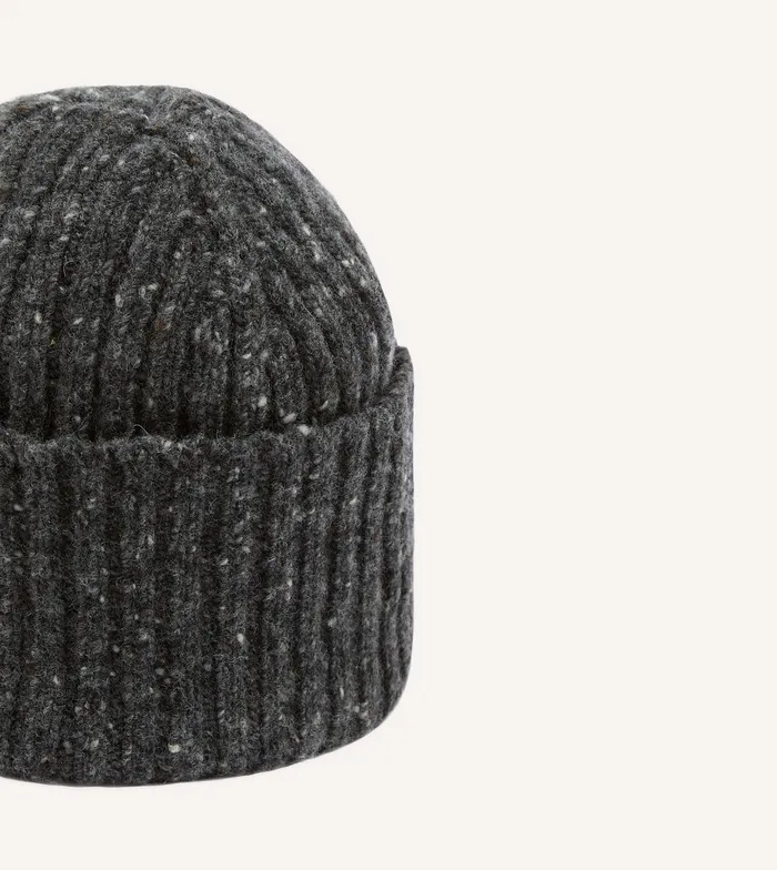 Drake039s Grey Donegal Ribbed Merino Knit Cap Men Hats