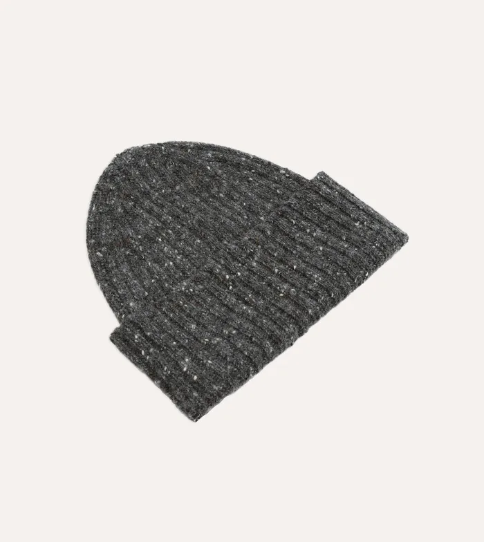 Drake039s Grey Donegal Ribbed Merino Knit Cap Men Hats
