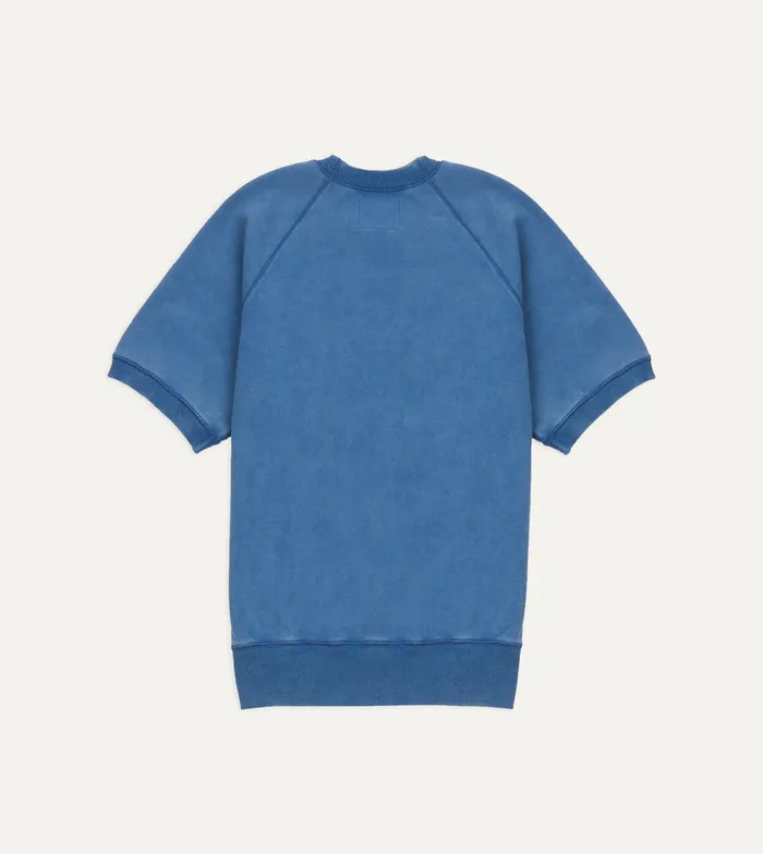 Drake039s Indigo Short Sleeve Crew Neck Cotton Sweatshirt Men Polos and Sweatshirts