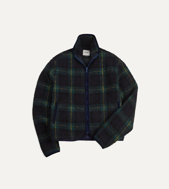 Drake039s Johnston Check Boucle Wool Zip Fleece Jacket Men Fleeces