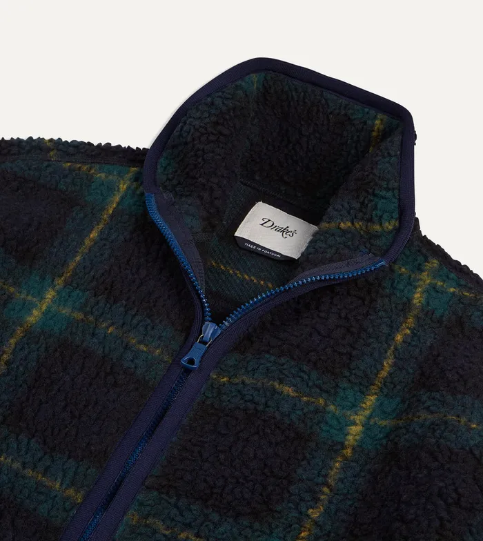 Drake039s Johnston Check Boucle Wool Zip Fleece Jacket Men Fleeces