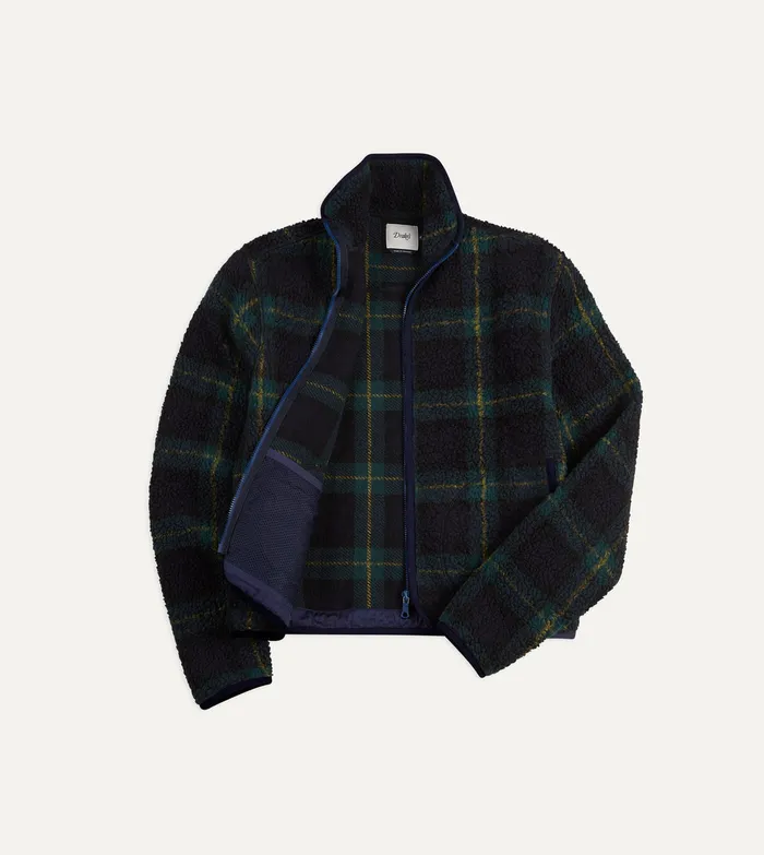 Drake039s Johnston Check Boucle Wool Zip Fleece Jacket Men Fleeces
