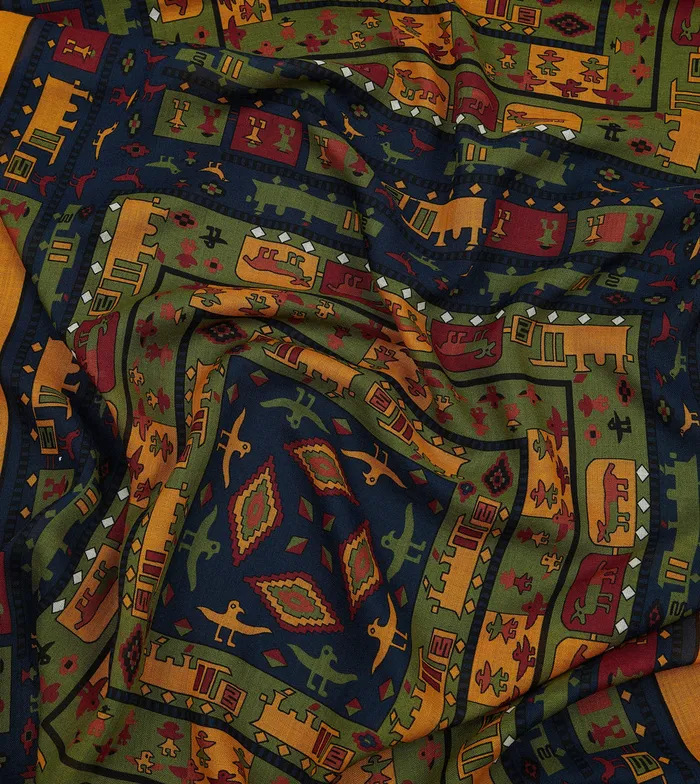 Drake039s Navy And Yellow Navajo Print WoolSilk Scarf Men Scarves