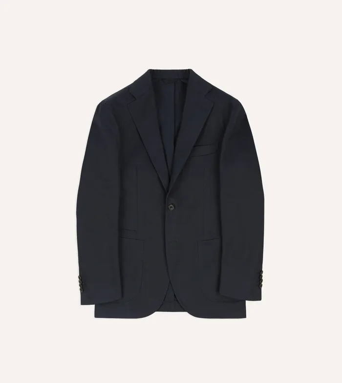Drake039s Navy Cotton Drill Tailored Jacket Men Suits
