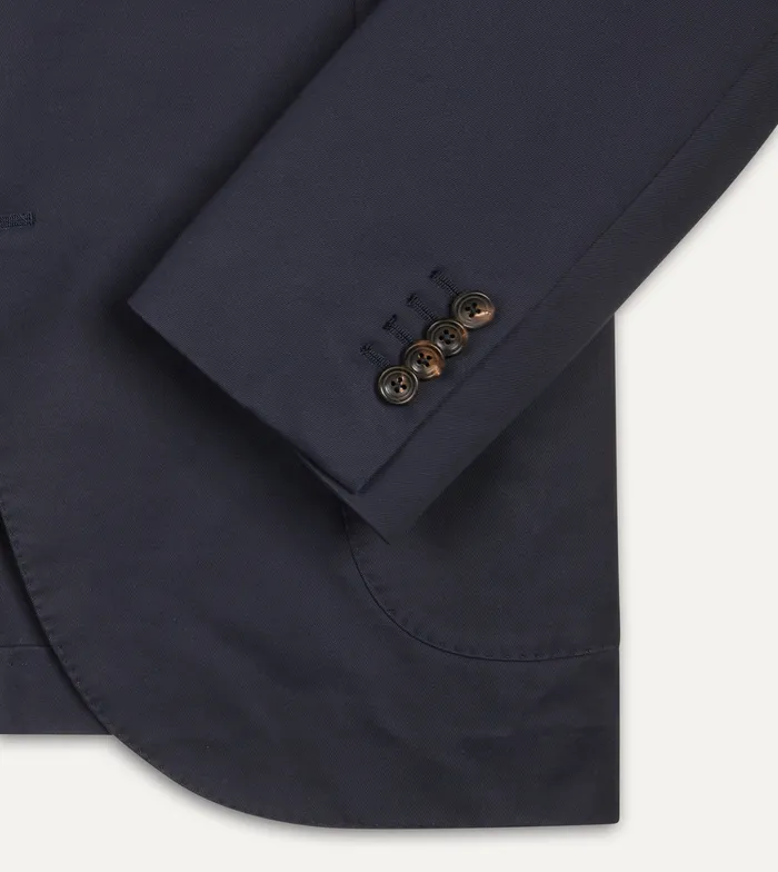 Drake039s Navy Cotton Drill Tailored Jacket Men Suits