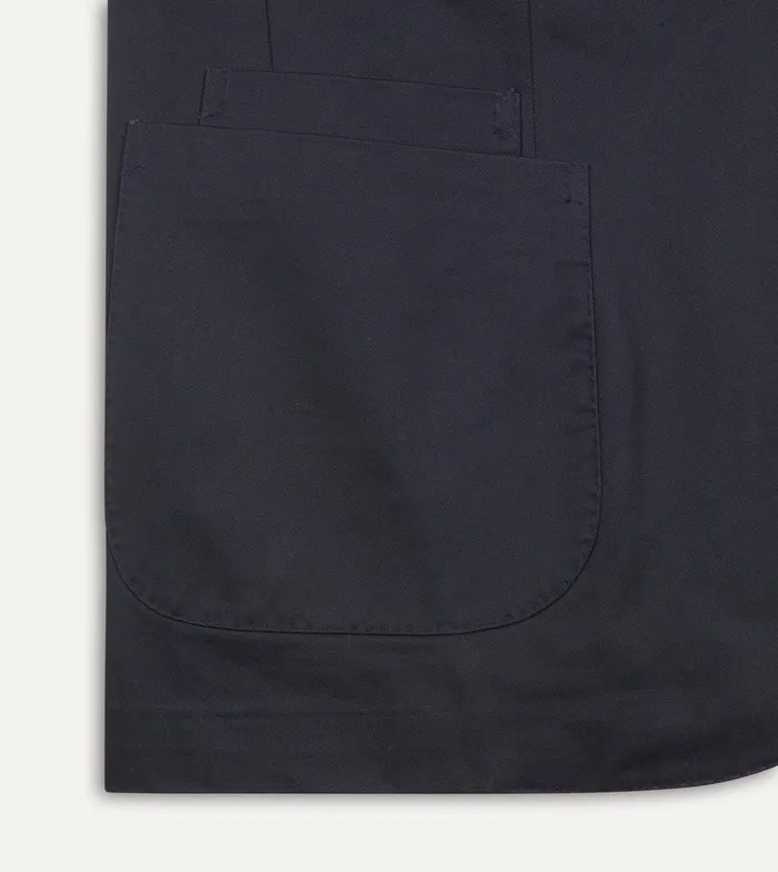 Drake039s Navy Cotton Drill Tailored Jacket Men Suits