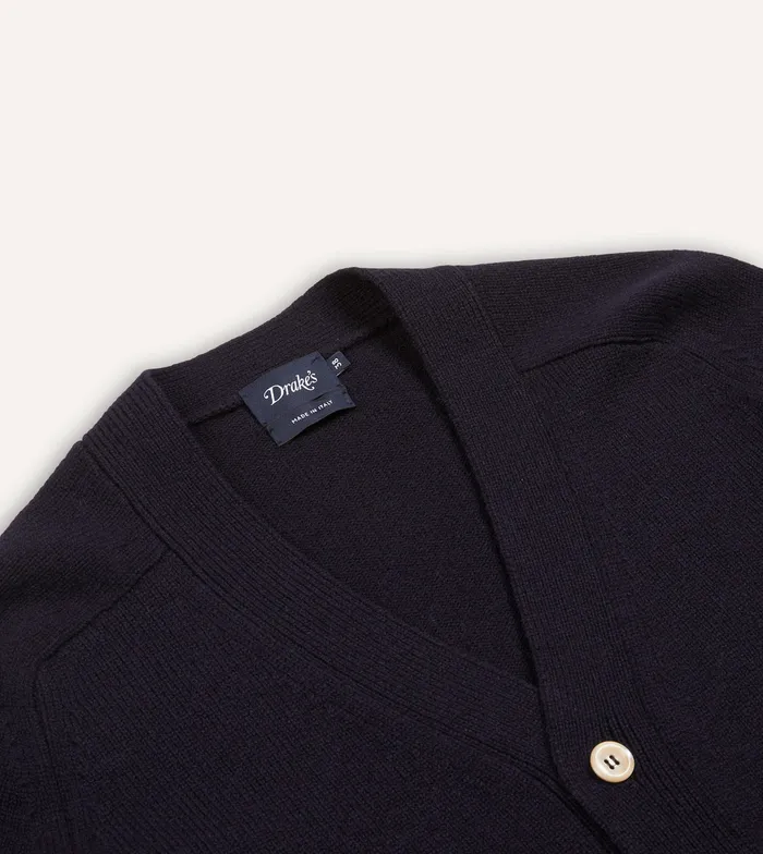 Drake039s Navy Lambswool 6 Button Cardigan Men Knitwear