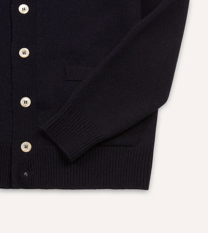 Drake039s Navy Lambswool 6 Button Cardigan Men Knitwear