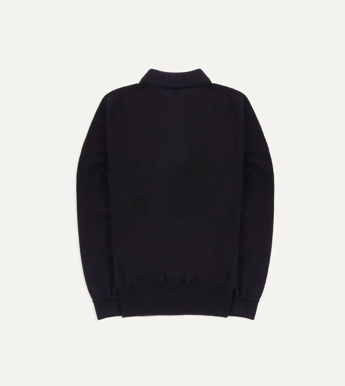 Drake039s Navy Merino Wool Knitted Polo Men Knitwear Drake039s Navy Merino Wool Knitted Polo Men Knitwear