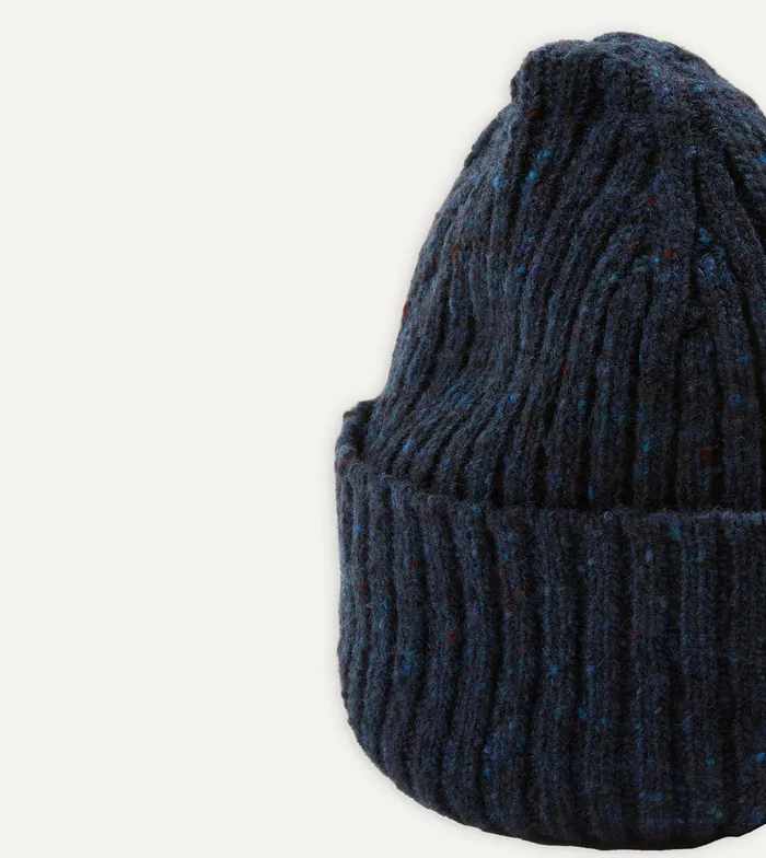 Drake039s Navy Ribbed Merino Donegal Knit Cap Men Hats