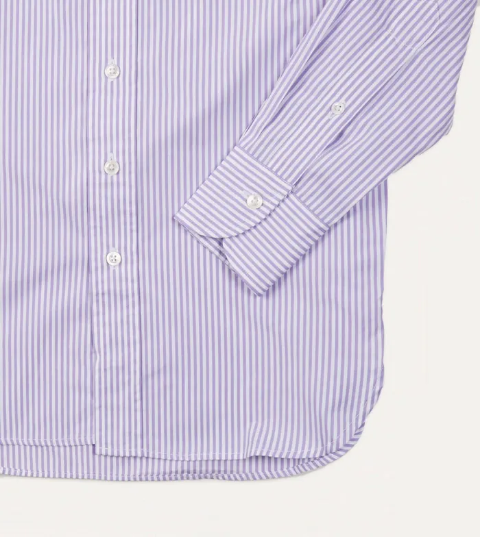 Drake039s Purple Bengal Stripe Cotton Poplin ButtonDown Shirt Men Poplin Shirts