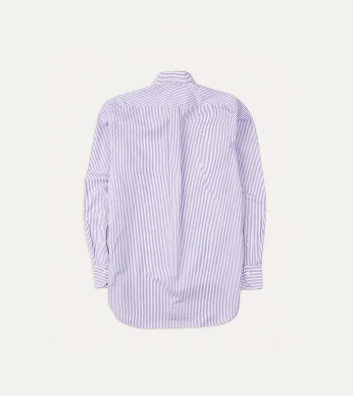 Drake039s Purple Bengal Stripe Cotton Poplin ButtonDown Shirt Men Poplin Shirts