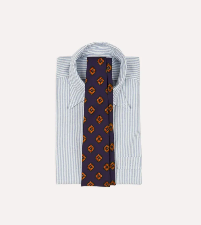 Drake039s Purple Tile Print 36oz Madder Silk Self Tipped Tie Men Patterned Ties