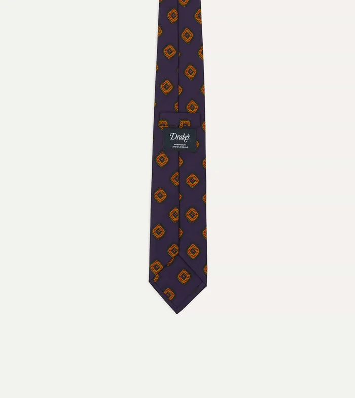 Drake039s Purple Tile Print 36oz Madder Silk Self Tipped Tie Men Patterned Ties