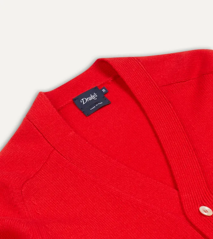Drake039s Red Lambswool 6 Button Cardigan Men Knitwear