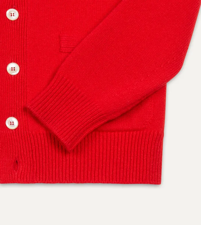 Drake039s Red Lambswool 6 Button Cardigan Men Knitwear