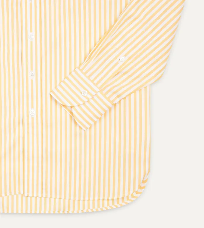 Drake039s Yellow Bengal Stripe Cotton Poplin ButtonDown Shirt Men Poplin Shirts