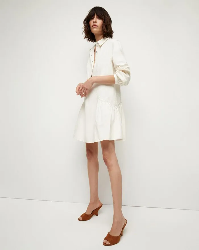 Dresses Shop Veronica Beard Chaia Denim Dress Ecru