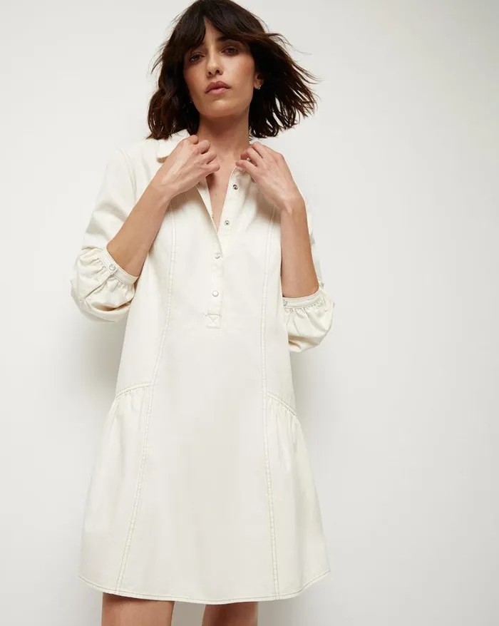 Dresses Shop Veronica Beard Chaia Denim Dress Ecru